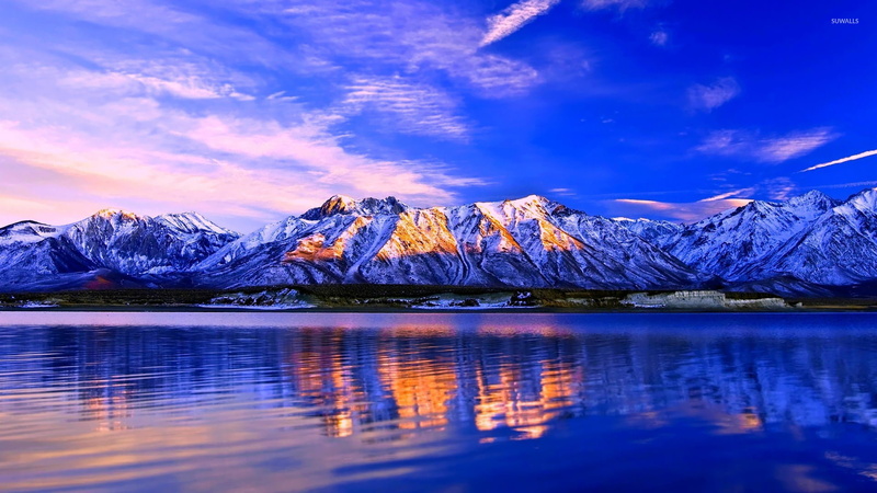 snow, water, blue, 1080P, cold temperature, mountain, snowcapped mountain, tranquility, tranquil scene, no people, cloud - sky, landscape, mountain range