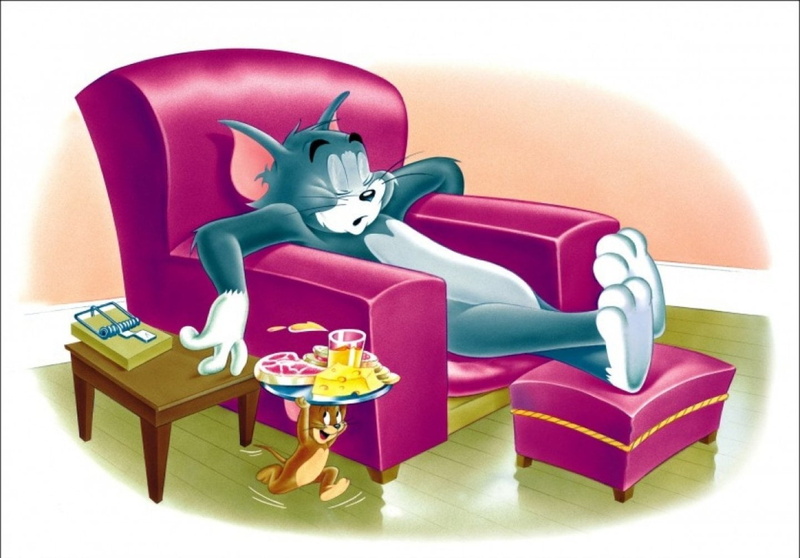 toy, figurine, furniture, decoration, representation, still life, 720P, indoors, chair, no people, armchair, seat, art and craft, home interior, Tom And Jerry