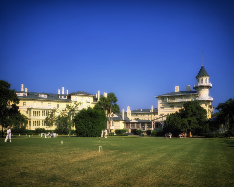 sky, historical, built structure, building exterior, land, green color, private club, government, jekyll island, famous Place, grass, summer, georgia, plant