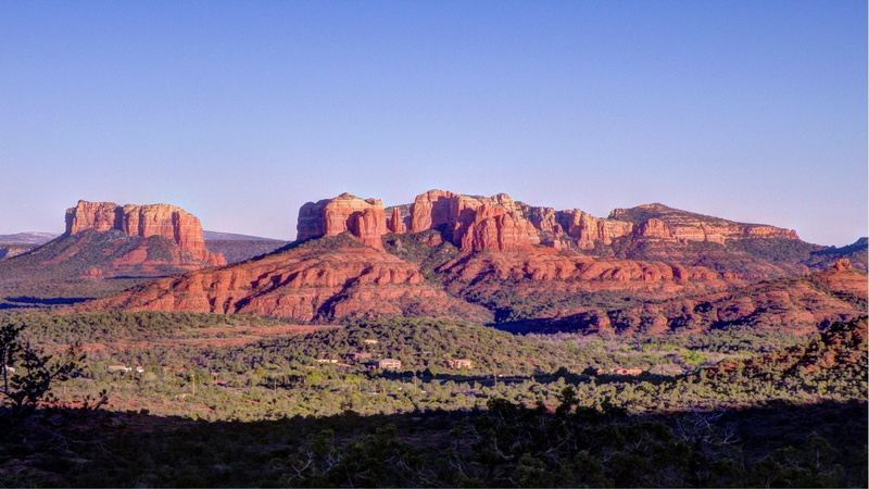 landscape, beauty in nature, arizona, clear sky, desert, arid climate, no people, sandstone, solid, rock formation, eroded, environment, land, semi-arid