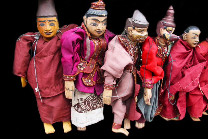 tradition, religion, artwork, in a row, three quarter length, group, dolls, multi colored, representation, toy, asian, celebration, puppets, marionette
