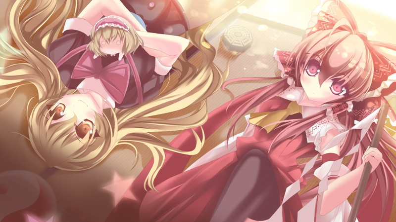 hair, brown, kirisame, margatroid, 1080P, yellow, eyes, red, girls, touhou, bow, marionette, alice, hakurei, blonde, excle, hug, reimu, marisa