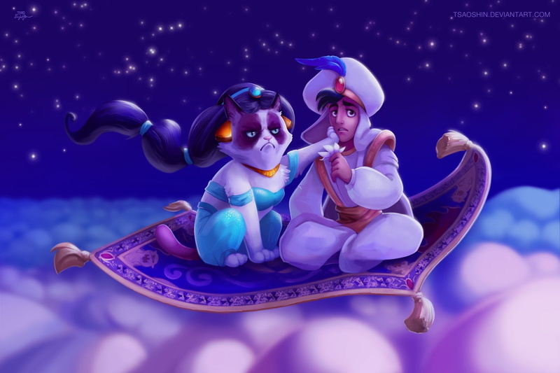 Movie, Grumpy Cat, Humor, Aladdin, 720P