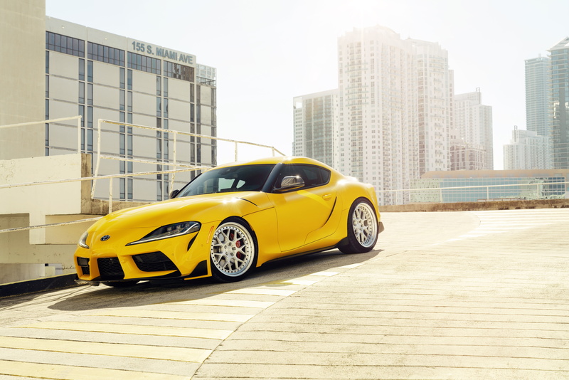 8K, sports car, 2020 Toyota GR Above, yellow, Toyota Supra, building