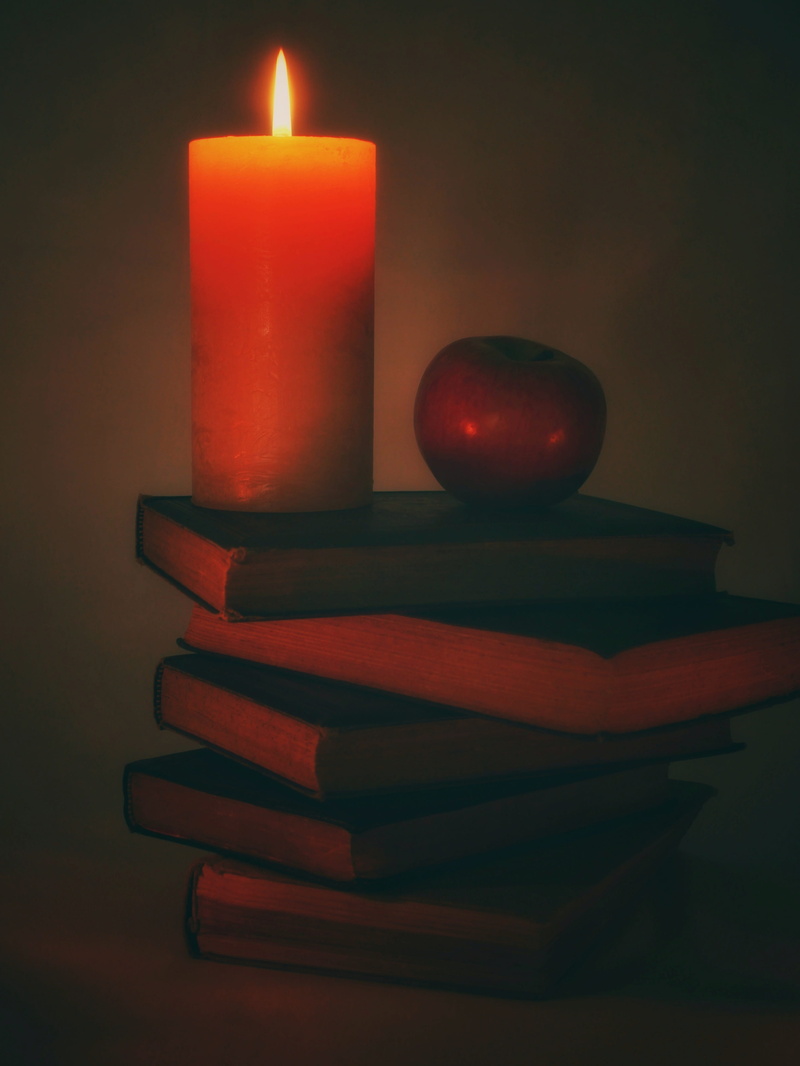 close-up, learn, old, night, read, study, 4K, winter, dark, heat - temperature, illuminated, lifestyle apple, no people, indoors, burning, fire, books