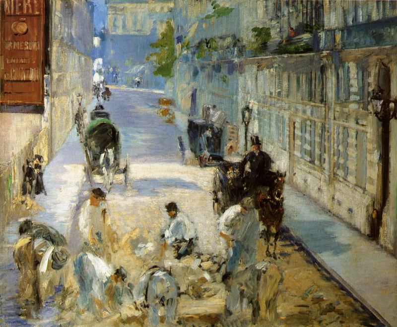 repair, street, working, the urban landscape, The Street Mosnier with the Pavers, Edouard Manet, 1080P, picture