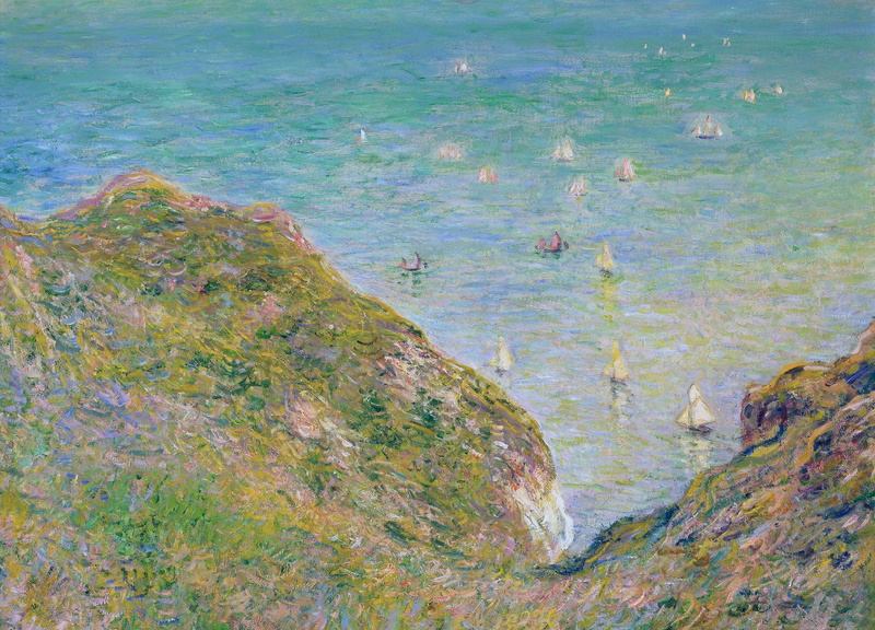 View from the Rocks in Purvile. Clear Weather, 2K, Claude Monet, landscape, boats, picture, sea
