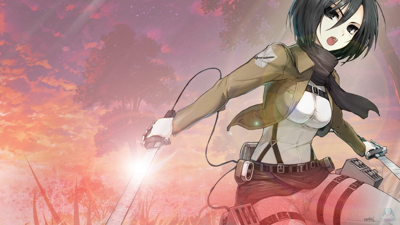 character, screenshot, attack, Attack On Titan, Anime, Mikasa Ackerman, titan, 720P, female