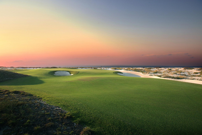 hawaii, evening, islands, dusk, ocean, green, field, orange, grass, view, sunset, beach, golf, island, 1080P