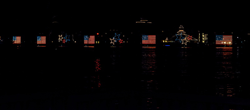 landscape, water, copy space, 4K, red white and blue, lake, modern, nature, boats, building exterior, disney, night, dark, holiday, nightlife, cityscape