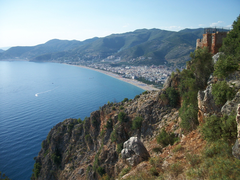 mountain, europe, idyllic, formation, sea, summer, 4K, mediterranean Sea, rock - object, turkey, alania, rock, day, cleopatra beach, sky, mountain range