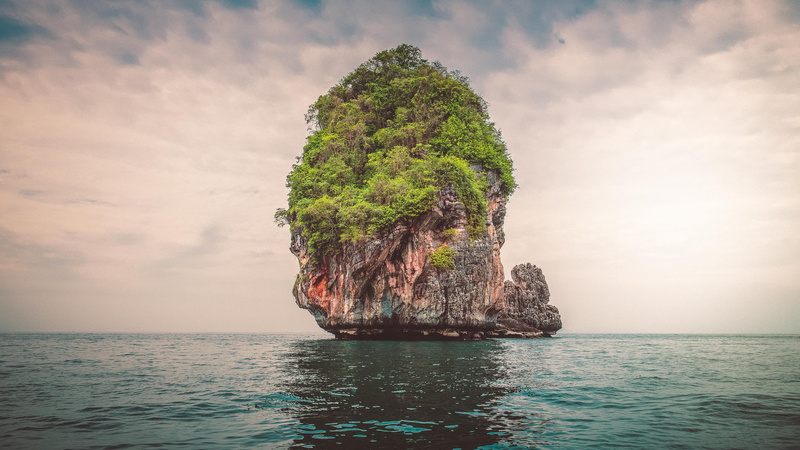no people, horizon over water, cloud - sky, island, landscape, Phi Phi Islands, idyllic, cliff, beach, scenics - nature, nature, tranquility, solid, sky