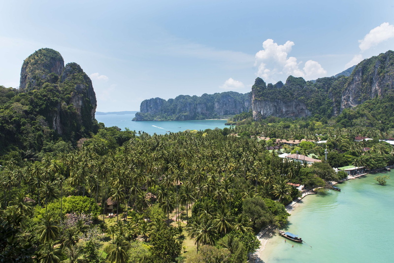 beach, idyllic, holiday, natural, outdoors, sky, forest, nature, non-urban scene, scenics - nature, land, cliff, green color, bay, no people, 4K, tranquility