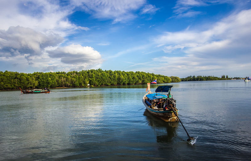 resort, mode of transportation, sea, nautical vessel, boat, brown, scenics - nature, sky, cloud - sky, thai, blue, water, scenery, languid, tail, body