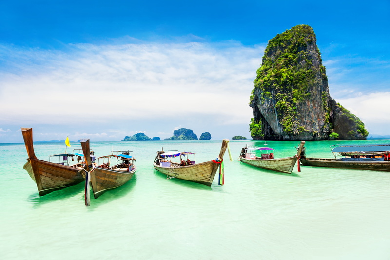 mode of transportation, famous Place, cloud - sky, island, 5K, turquoise colored, stack rock, tropical Climate, phuket Province, tranquility, horizon over water
