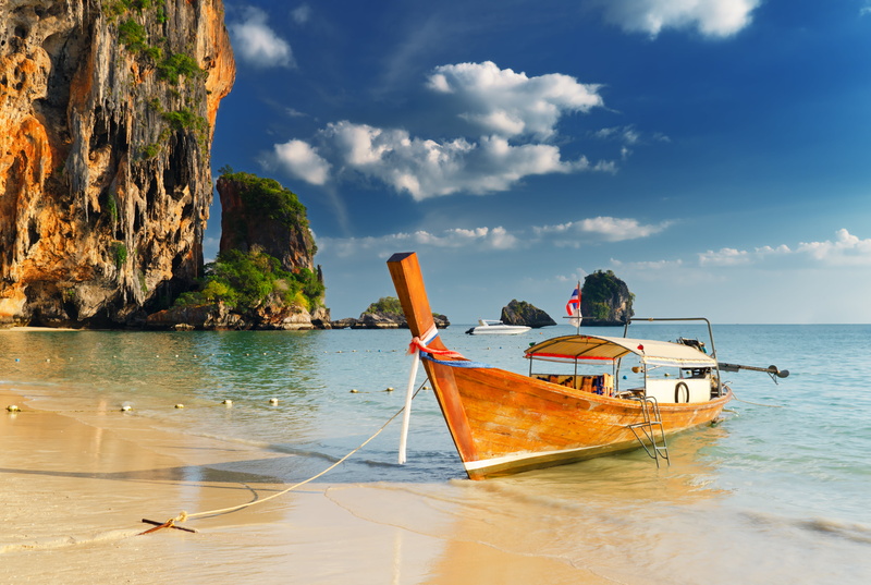 phi Phi Islands, sea, travel, tropical Climate, travel Destinations, sky, shore, sand, bay Of Water, brown, longtail, cloud - Sky, waters Edge, wooden