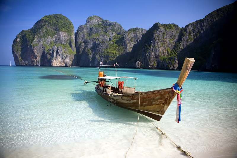 tropical Climate, landscape, rock - Object, lagoon, sea, nautical Vessel, outdoors, thailand, rocks, bay Of Water, longtail, coastline, the ocean, cliff