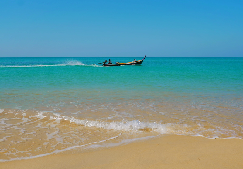 abroad, motion, idyllic, tropical, travel, vacation, warm, nautical vessel, beach life, beach, mode of transportation, remote, 4K, adventure, land, blue sky