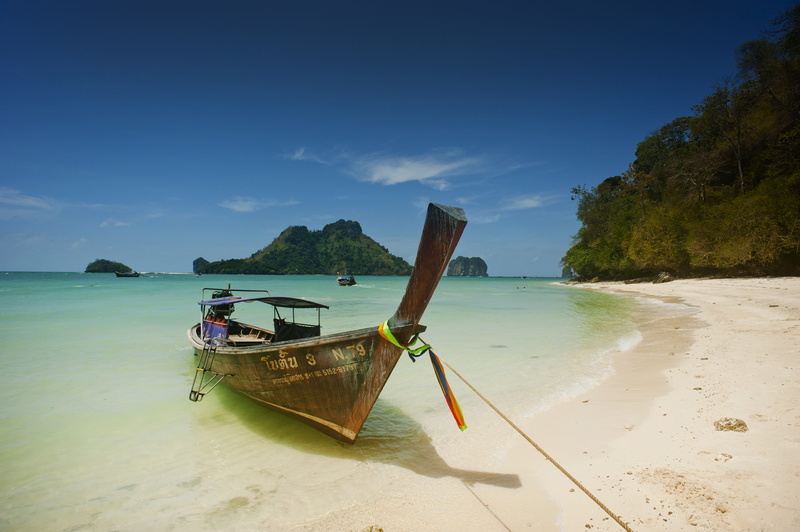 paradise, relaxation, landscape, fishing boat, nautical vessel, outdoors, beauty in nature, ocean, exotic, lagoon, longtail boat, coast, boat, land, tranquility