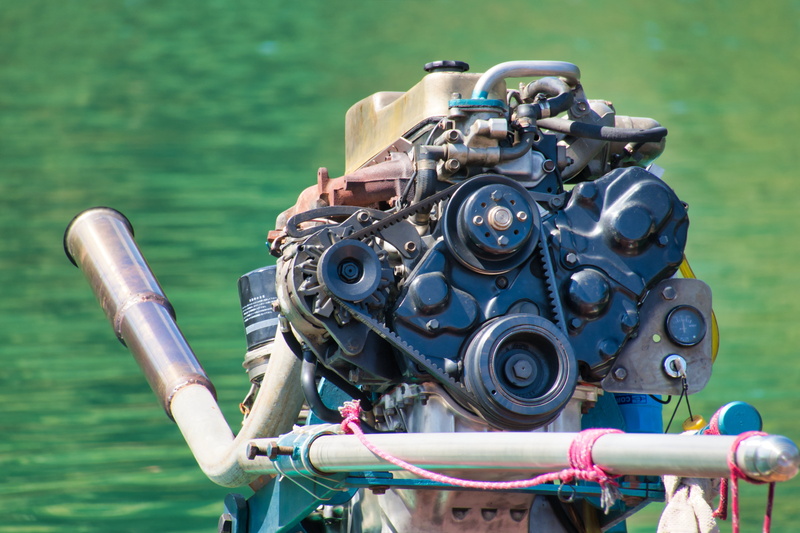 boat motor, fan belt, thailand, high angle view, transportation, land vehicle, pipe - tube, longtail boat motor, technology, day, focus on foreground, 5K