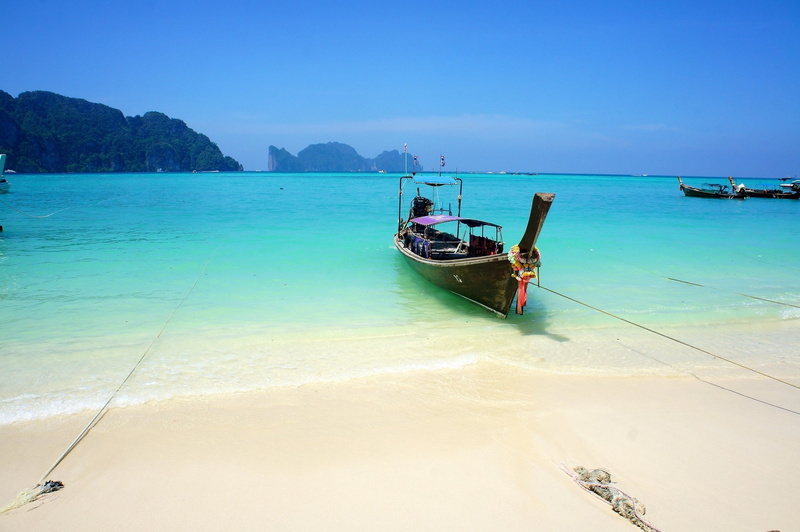 longtail boat, sea, turquoise colored, land, bay, outdoors, nautical vessel, beauty in nature, fishing boat, horizon over water, lagoon, water, blue, nature landscape beach boat sea tropical sand island turquoise water thailand