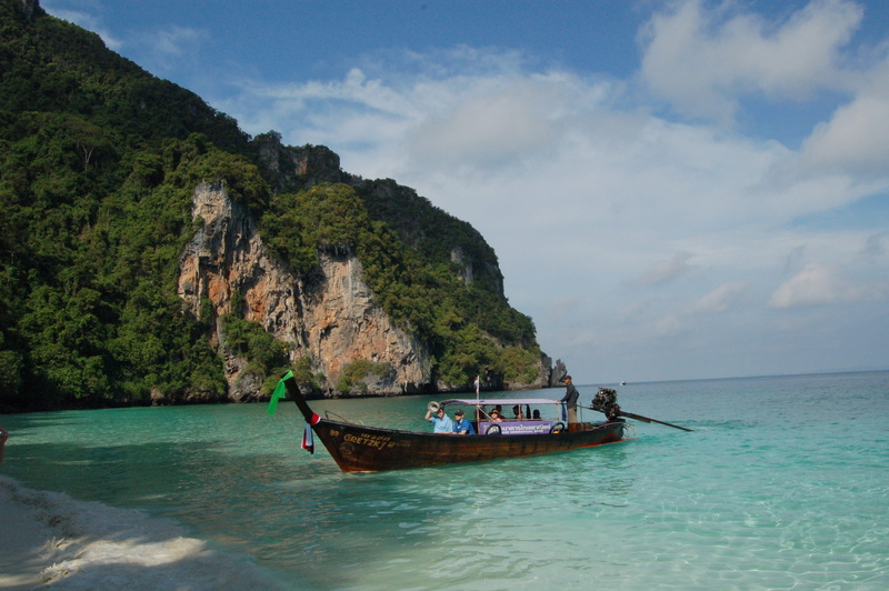rock formation, waterfront, transportation, beauty in nature, day, cloud - sky, tranquil scene, water, nautical vessel, thailand, mountain, scenics - nature