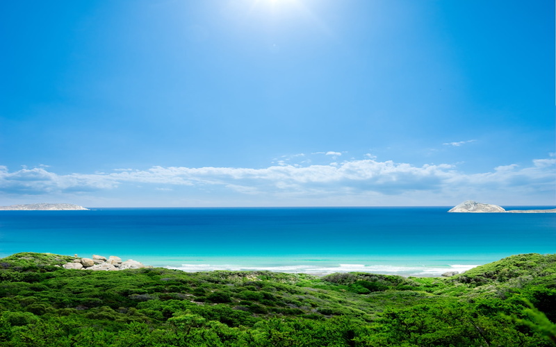 summer landscape, blue sky, ocean, lost, clear sky, blue, exotic, island, 1080P, sea view
