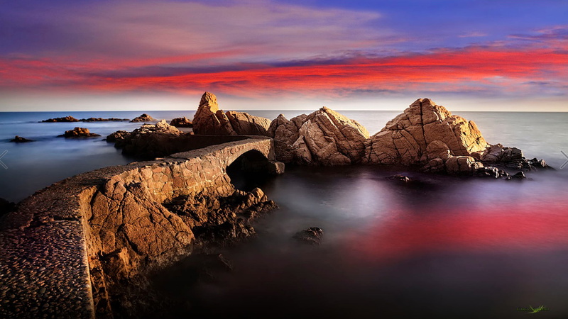 hd, rock - object, costa, spain, romantic sky, canyet, cloud - sky, sun, water, mar, dramatic sky, 2K, tranquility, sunset, landscape, beauty in nature