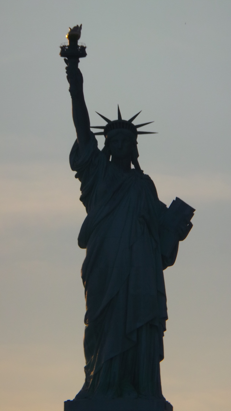 new York City, no people, low angle view, travel, romantic sky, craft, freedom, famous Place, flaming torch, Silhouette, Statue Of Liberty, sculpture, travel Locations