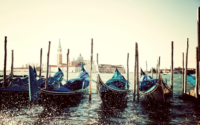 italy, gondolas, venice, 720P