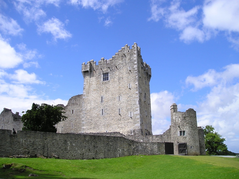 low angle view, grass, ruined, killarney, ancient, sky, fortified wall, history, the past, travel, ross castle, relic, 1080P, fort, no people, castle