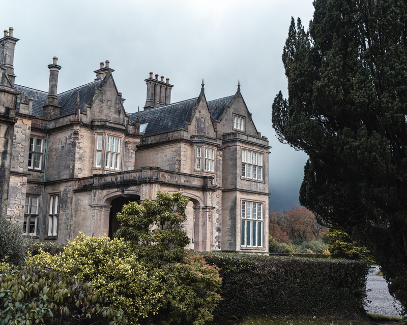 outdoors, sky, day, architecture, place of worship, muckross lake, building, 4K, gardens, killarney, national park, tree, castle, house, low angle view
