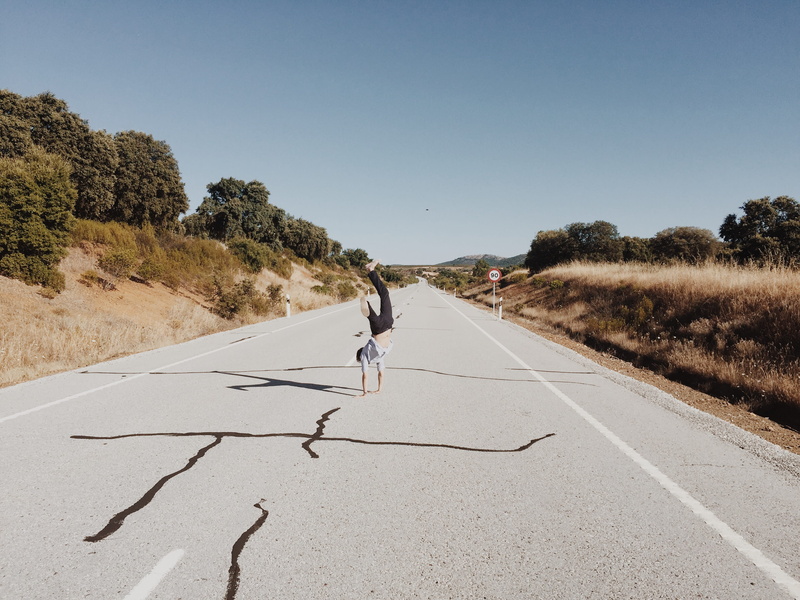 near, gray, stand in, sign, people, lifestyles, one Person, asphalt, white shirt, performing, animal wildlife, men, 2K, sky, clear sky, the way forward