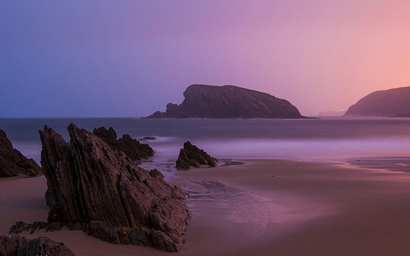 purple, tranquility, tranquil scene, scenics - nature, theme, sunrise, rock, armonia, sky, beach, sunset, rocks, wallpap, horizon over water, nature, windows