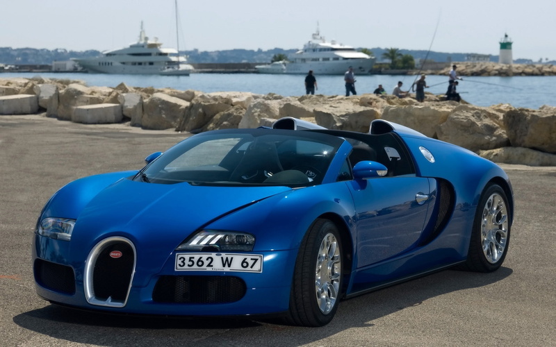 grand, veyron, Bugatti Veyron Blue, bugatti, Bugatti Veyron, side, 1080P, coupe, front, sports, cannes, blue, sport