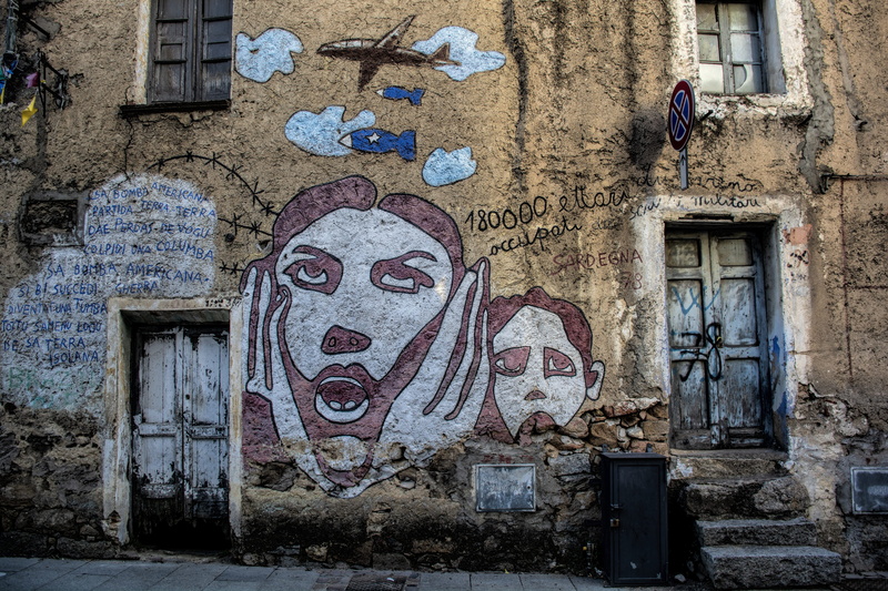 graffiti, sardegna, wall - building feature, male likeness, art, human representation, building, communication, creativity, damaged, no people, architecture