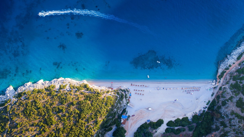sky, coral, land, invertebrate, blue sea, beauty in nature, blue, 4K, animal themes, albania, underwater, shore, ionian sea, mount scenery, beach, animals in the wild