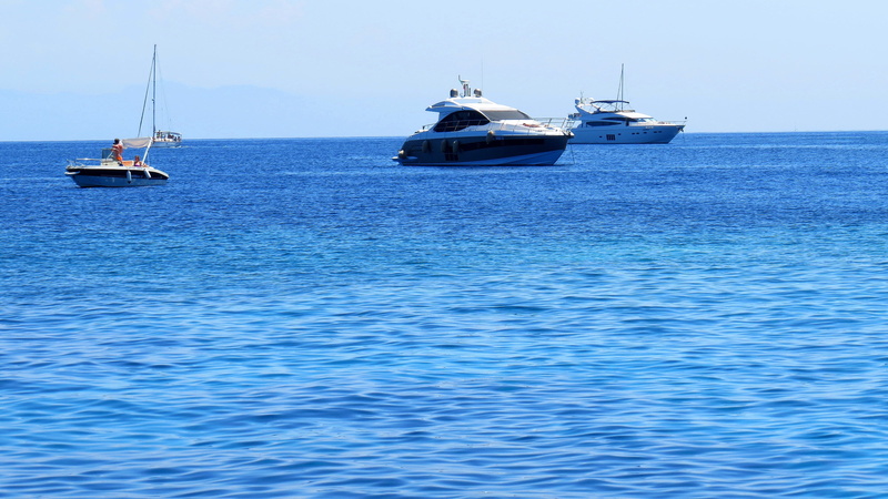 Ionian Sea, holidays, anchored, tour, the sun, travel, view postcard, blue, boat motorwa, rippled, sea, color blue, ionian, ship, nature, outdoors, greece
