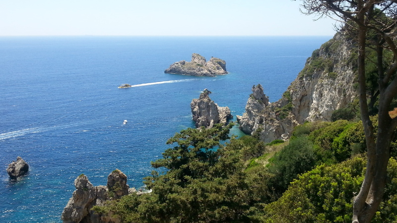 tourism, island, sky, water, beauty in nature, outdoors, formation, horizon, horizon over water, tranquility, plant, rock formation, tranquil scene, corfu
