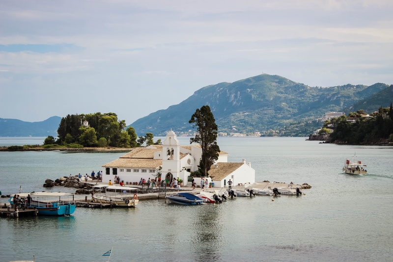 waterfront, outdoors, cloud - sky, building exterior, built structure, 5K, no people, greece, mountain, island, sky, kerkira, architecture, scenics - nature