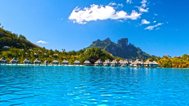 paradise, tropical, villas, tahiti, desktop, lagoon, isl, bora, blue, water, perfect, 2K, bungalows, background, polynesia, ocean