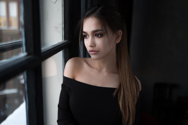 1080P, looking away, women, portrait, Anastasia Lis, window