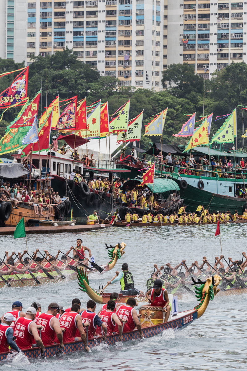 urban, chinese, racing, dragon boat, lake, outdoors, mode of transportation, women, nautical vessel, passenger craft, building exterior, canal, traditional