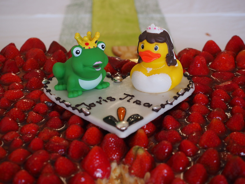 tina, Wedding Cake, cake, unhealthy eating, sweet, no people, red, duck, decoration, dessert, fruit, King, strawberry cake, 4K, Frog Prince, strawberries