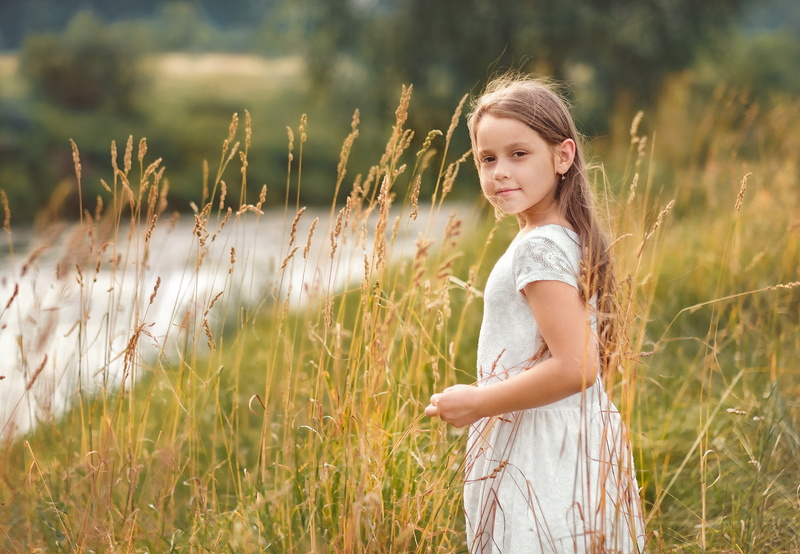 women, outdoors, heat, children only, child, cute, hair, three quarter length, looking at camera, grass, 5K, casual clothing, portrait, girls, one person