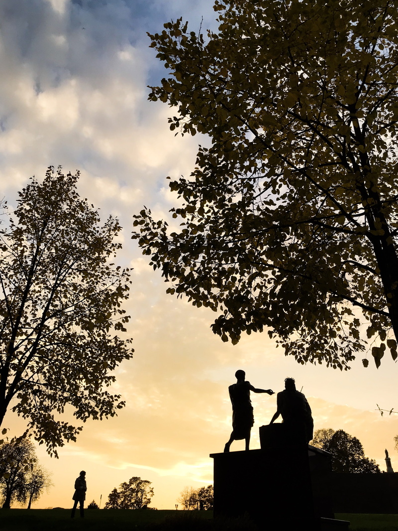 men, couple - relationship, fall colors, outdoors, real people, lifestyles, autumn, people, sunset, bonding, tree, love, women, alley, czestochowa, poland