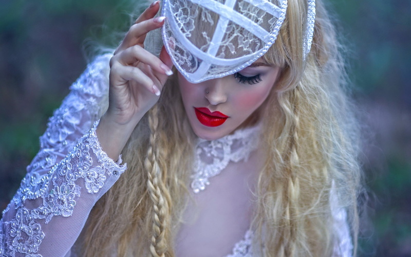 Blonde, floral, long, Red, women, Girl, sleeve, neck, Lips, s, 1080P, top, white, v, Fashion