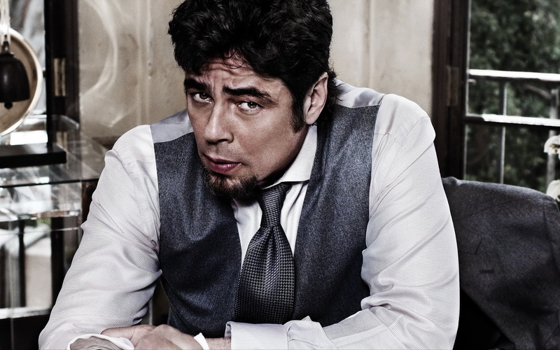 business person, table, one person, looking, real people, portrait, Benicio del toro, young men, sitting, adult, businessman, 1080P, Shirt, front view