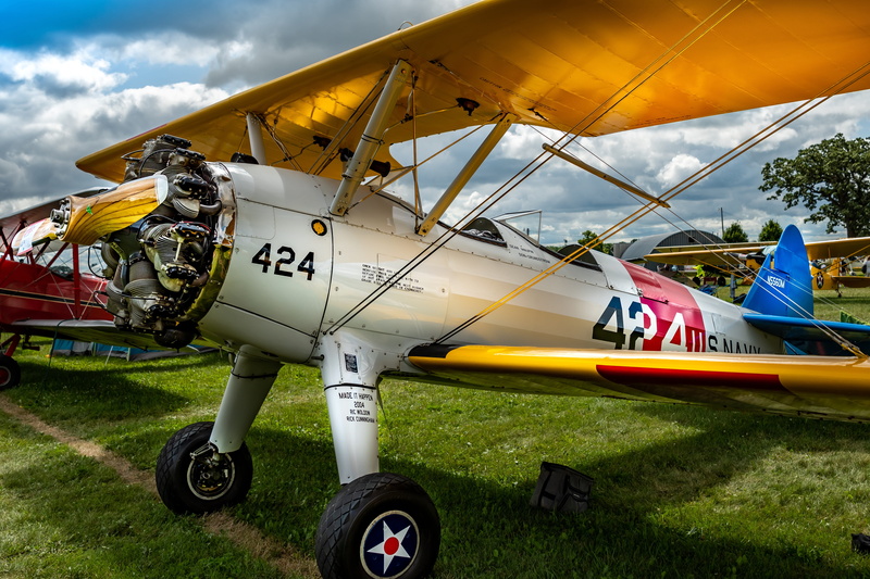 mode of transportation, nature, travel, cloud - sky, old, airplane, plant, classic, aeroplane, land, aircraft, field, vintage, yellow, biplane, 5K, wheel