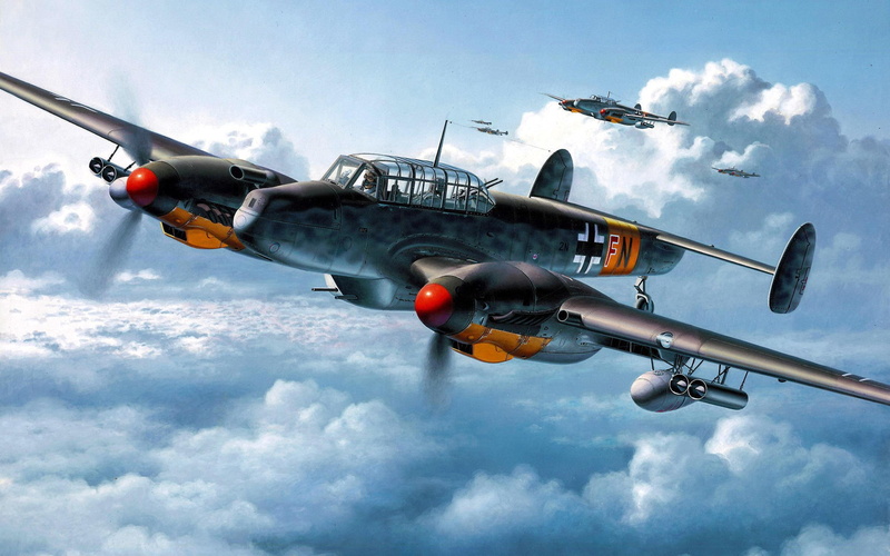 gray, bf, biplane, messerschmitt bf 110, illustration, 2560x1600, aircraft, 2K, yellow, messerschmitt, me 110